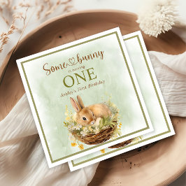 Servilleta De Papel Un conejo es un primer cumpleaños