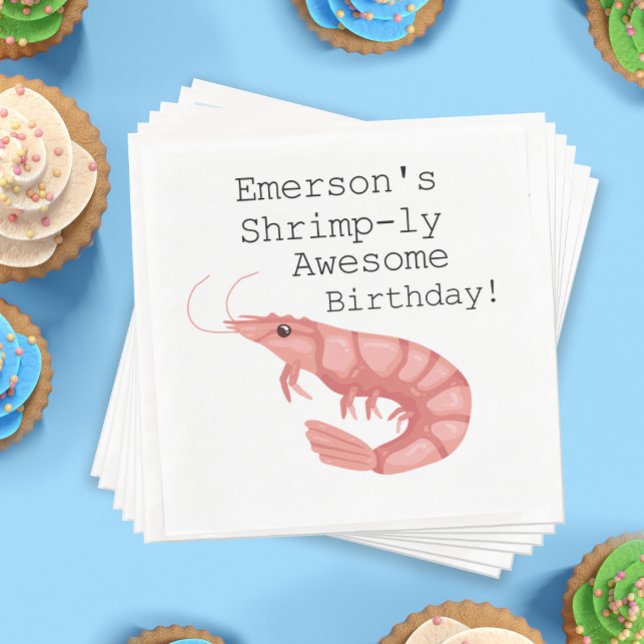 Servilleta De Papel Un cumpleaños asombroso (A Shrimp-ly Awesome Birthday Napkins)