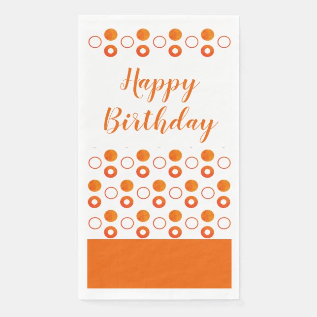 Servilleta De Papel Un cumpleaños Naranja y blanco (Anverso)