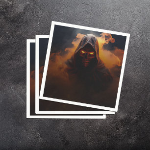 Servilleta De Papel Un demonio oscuro con naranja humo halloween