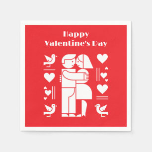 Servilleta De Papel Un Día de San Valentín moderno al estilo Bauhaus