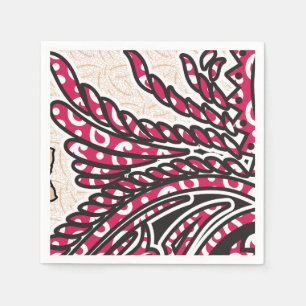 Servilleta De Papel Un diseño paisajístico decorativo con un rojo inte