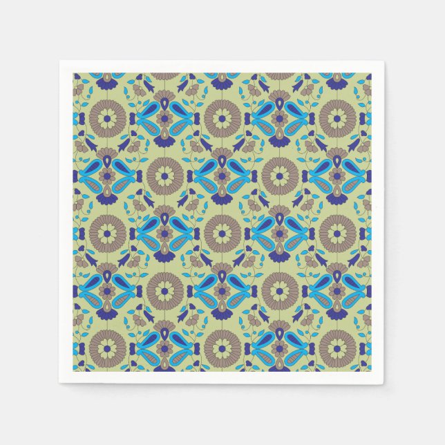 Servilleta De Papel Un diseño textil simétrico con azul y/o (Anverso)