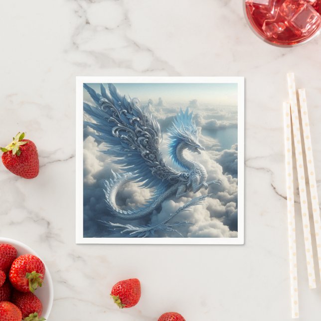 Servilleta De Papel Un dragón rodeado de nubes (In situ)