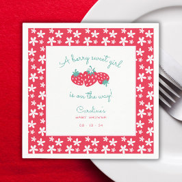 Servilleta De Papel Un dulce Chica Baby Shower Strawberry Floral