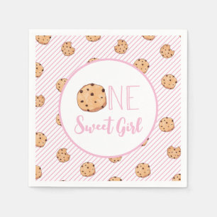 Servilleta De Papel Un dulce Chica galletas y rayas rosadas Cumpleaños