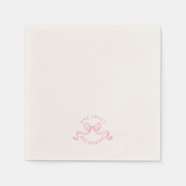 Servilleta De Papel Un dulce comienzo | Favor de boda rosa y blanco (Anverso)