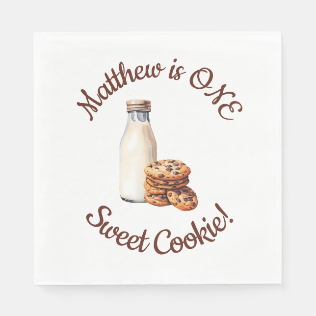 Servilleta De Papel ¡Un Dulce Cookie!  Fiesta de Cumpleaños Número Uno (Anverso)