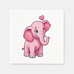 Servilleta De Papel Un elefante pequeño y rosado con amor