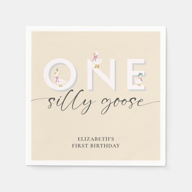 Servilleta De Papel Un estúpido goose primer cumpleaños (Anverso)