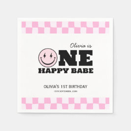 Servilleta De Papel Un feliz cumpleaños de Babe Pink Checkered