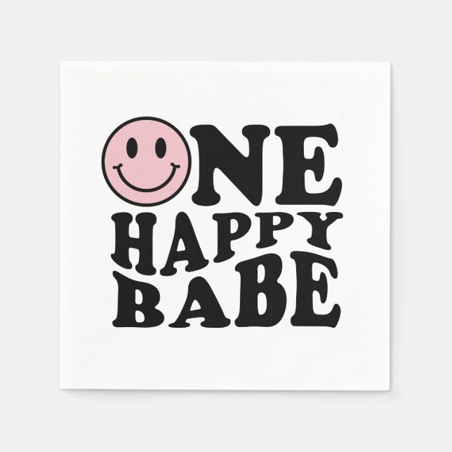 Servilleta De Papel Un feliz cumpleaños de sonrisa rosada feliz cumple (Anverso)