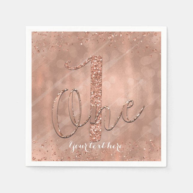 Servilleta De Papel UN Fiesta Rosa  de Faux Gold Purpurina (Anverso)