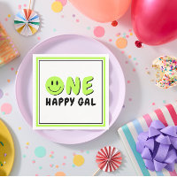 Un Gal Feliz Primer Cumpleaños Fiesta Green Smiley