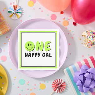 Servilleta De Papel Un Gal Feliz Primer Cumpleaños Fiesta Green Smiley