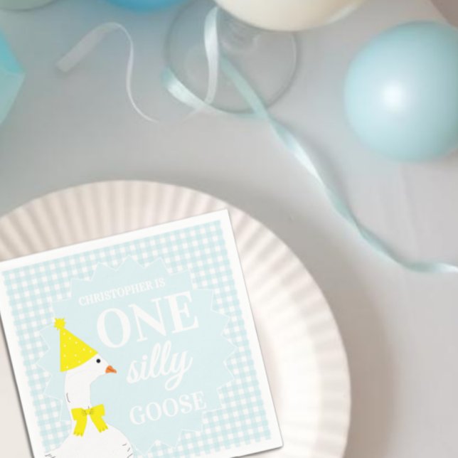 Servilleta De Papel Un ganso tonto Gingham cumpleaños 1 (Subido por el creador)
