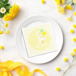 Servilleta De Papel Un ganso tonto Gingham cumpleaños 1