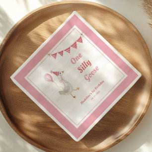 Servilleta De Papel Un ganso tonto rosa cumpleaños 1