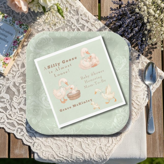Servilleta De Papel Un ganso tonto verde (A Silly Goose Green Napkins)