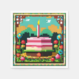 Servilleta De Papel Un gâteau d'anniversaire en pixel art