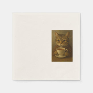 Servilleta De Papel Un gatito lindo bebiendo té contigo.
