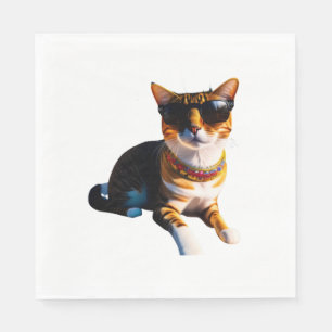 Servilleta De Papel Un gato con gafas de sol