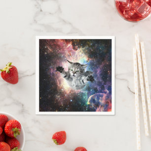 Servilleta De Papel Un gato gracioso en el espacio