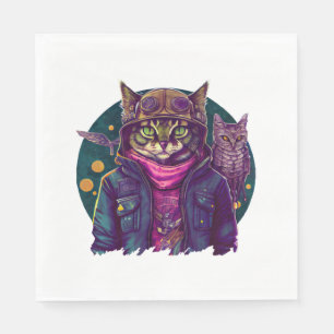 Servilleta De Papel Un Gato Y Un Búho
