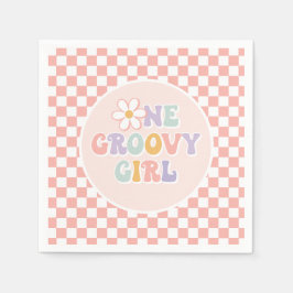 Servilleta De Papel Un Groovy chica Pink Daisy Checker