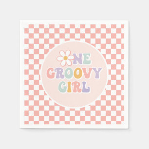 Servilleta De Papel Un Groovy chica Pink Daisy Checker