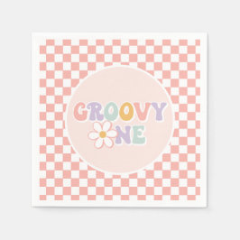 Servilleta De Papel Un Groovy chica Pink Daisy Checker