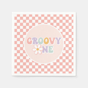 Servilleta De Papel Un Groovy chica Pink Daisy Checker