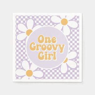 Servilleta De Papel Un Groovy Chica Purple Daisy Checker