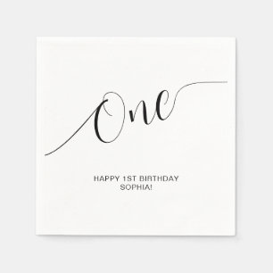 Servilleta De Papel Un guión elegante escrito a mano Primer cumpleaños