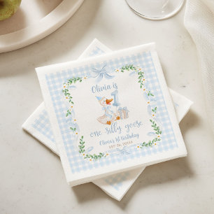 Servilleta De Papel Un lazo floral azul de un ganso tonto para el prim