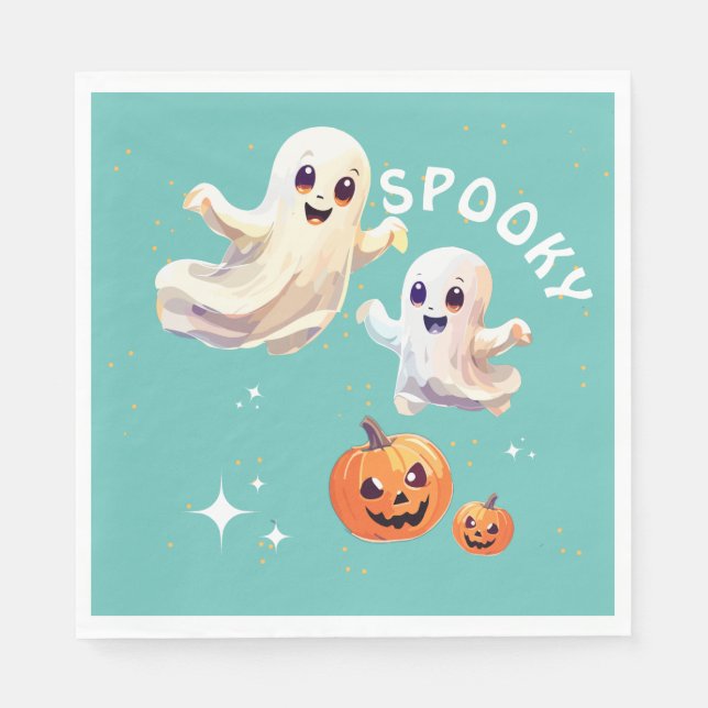Servilleta De Papel Un lindo fantasma de cumpleaños de Halloween (Anverso)