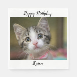 Servilleta De Papel Un lindo gatito con ojos verdes