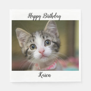 Servilleta De Papel Un lindo gatito con ojos verdes