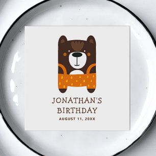 Servilleta De Papel Un lindo oso de los bosques. Aniversario del zooló