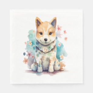 Servilleta De Papel Un lindo perro bien comportado con una camisa flor