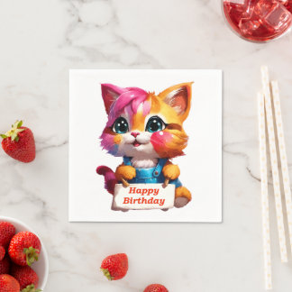 Servilleta De Papel Un marrant chaton d'anniversaire