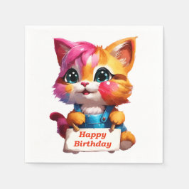 Servilleta De Papel Un marrant chaton d'anniversaire