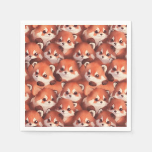 Servilleta De Papel Un montón de pandas rojos