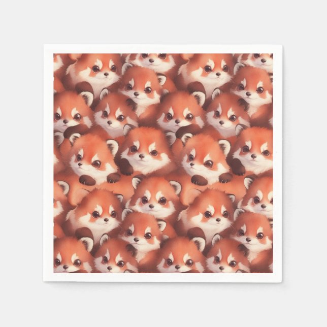 Servilleta De Papel Un montón de pandas rojos (Anverso)