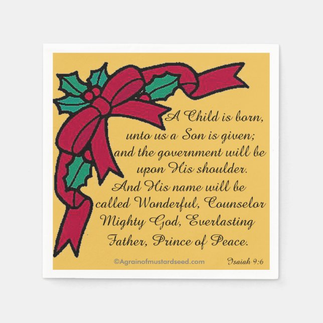 Servilleta De Papel Un niño nace Navidades de las escrituras (Anverso)