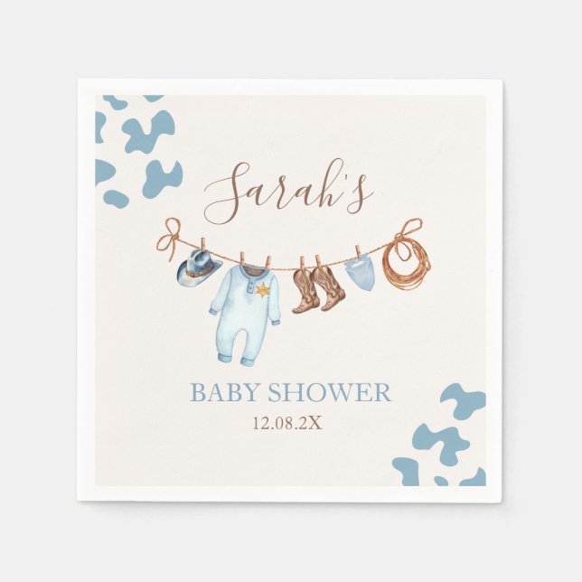 Servilleta De Papel Un niño pequeño niño de la Baby Shower azul (Anverso)