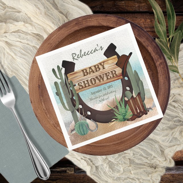 Servilleta De Papel Un niño pequeño niño occidental, uñas Baby Shower (A Little Cowboy Rustic Western Boy Baby Shower Paper Party Napkins)