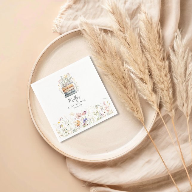 Servilleta De Papel Un Nuevo Capítulo Comienza Cumpleaños del Bebé Lib (A New Chapter Begins Baby Shower Cocktail Napkin)