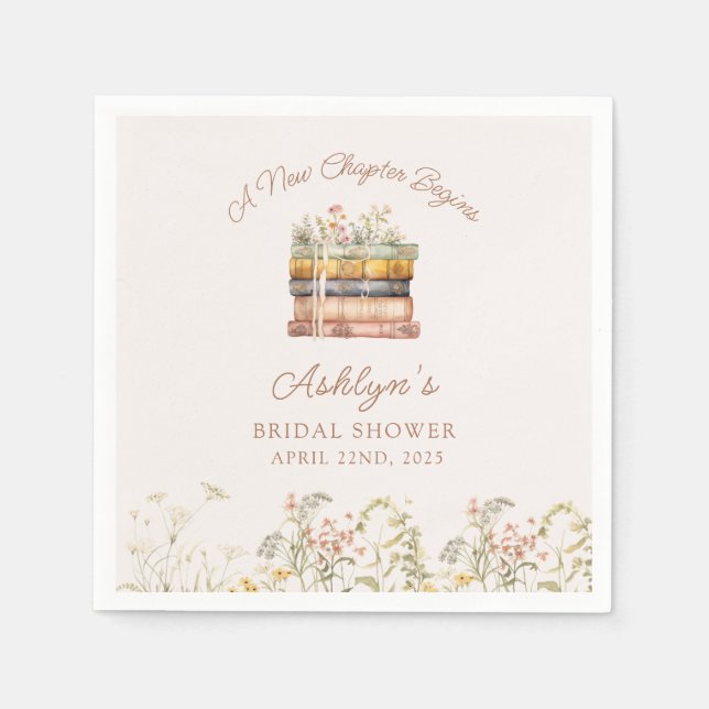 Servilleta De Papel Un Nuevo Capítulo Comienza Duchas Nupciales Servil (Anverso)