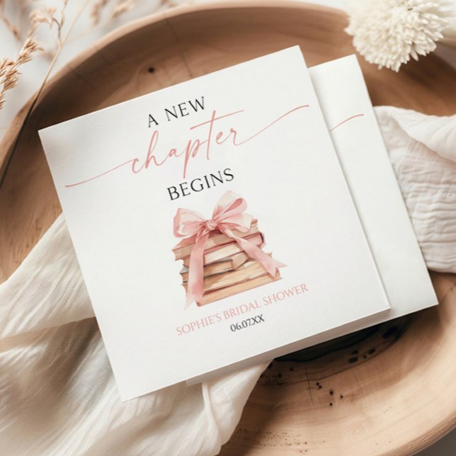 Servilleta De Papel Un Nuevo Capítulo Comienza Libros de Lazo Rosa Des (Subido por el creador)